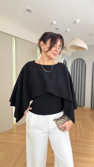 Siyah Zra Model Pelerin Triko Kazak