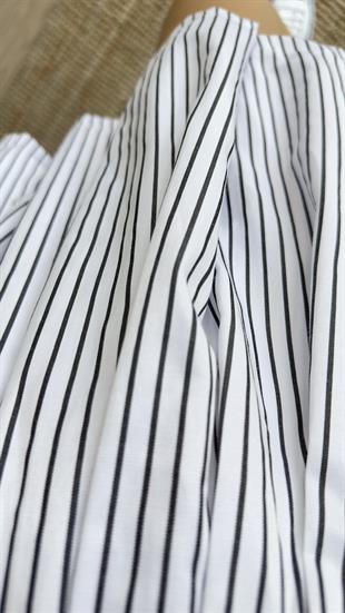 Beyaz Zra Model Çizgili Poplin Elbise