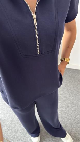 Lacivert Clemer Yarım Fermuar Modal Takım 