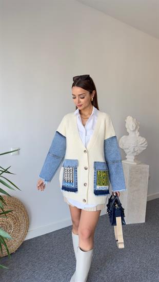 Lesa Kot Garnili Ekru Hırka