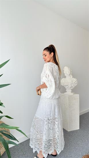 Luwre Tasarım Dantel Detaylı Bluz