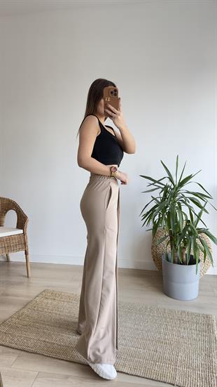 Yırtmaçlı Bej Eşofman Altı