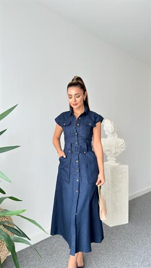 Lacivert Lonel Marka Model Keten Elbise 