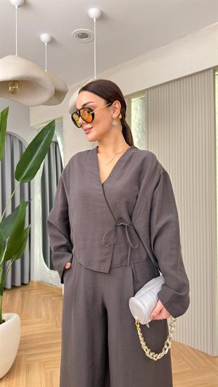 Kahve Blesi Massi Model Kruvaze Takım