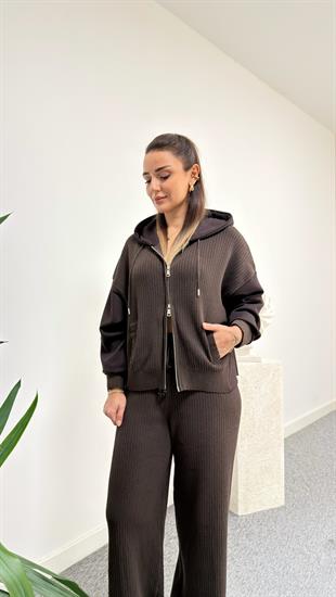 Kahve Nau Modal Garnili Triko Takım