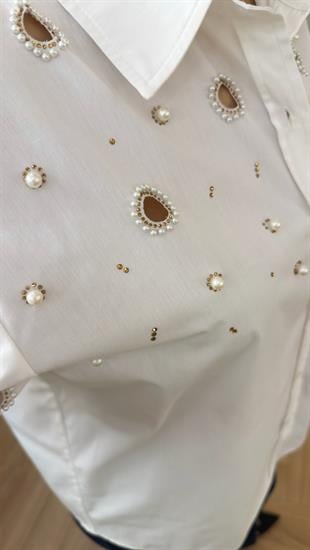 Orj Model İnci Ve Taş Detaylı Gömlek(ÖN SİPARİŞ ÜRÜNÜ)