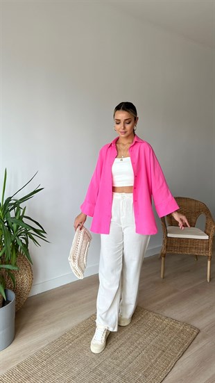 Oversize Pembe Gömlek