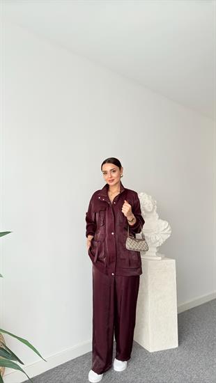 Bordo Vuaye Cep Detaylı Takım