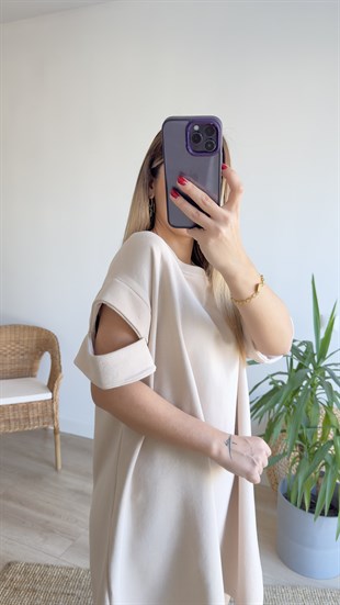 Kol Detaylı Taş Tunik Elbise 