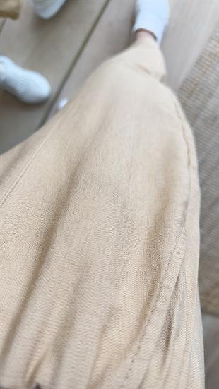 Beli Lastikli Camel Şalvar Pantolon