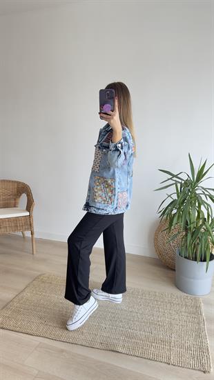 Patchwork Tasarım Kot Ceket