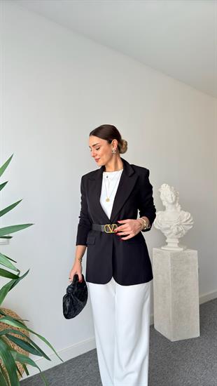 Siyah Tek Düğme Blazer Ceket