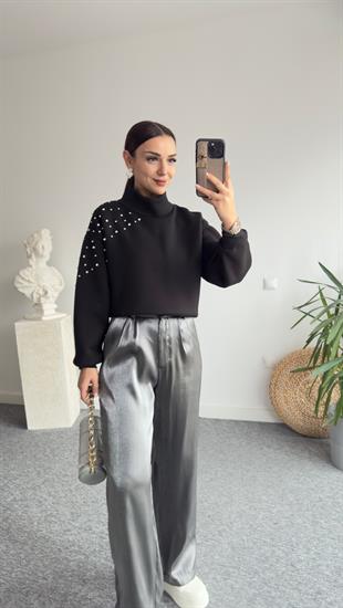 Dik Yaka Taş Detaylı Zra Model Sweat