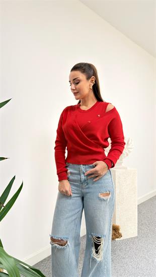 Kırmızı Çift Katlı Zra Model Triko