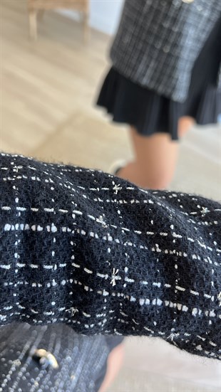 Siyah Beyaz Tüvit Blazer Ceket 