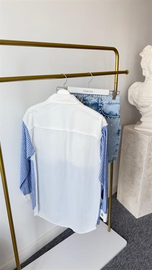 Diyo Garnili Çizgili Gömlek Ceket