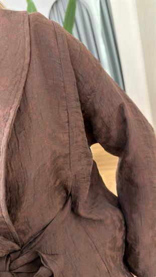Kahve Şal Yaka Kimono Takım