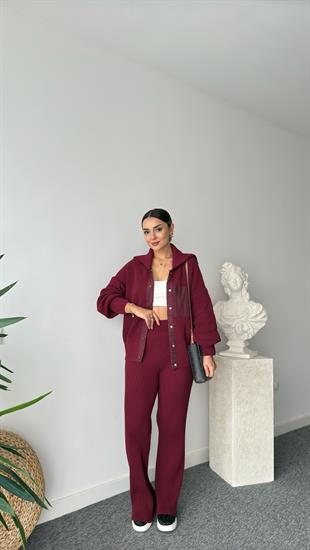 Camilo Paraşüt Garnili Bordo Triko Takım