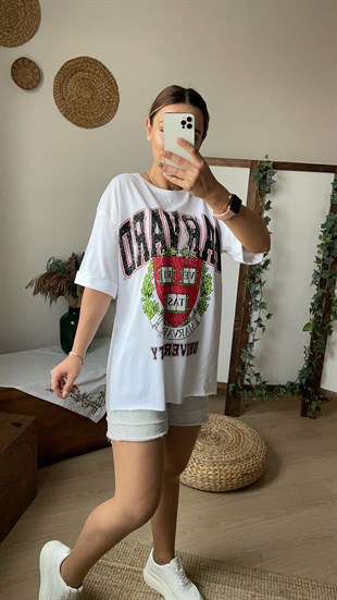 Beyaz Harvard Tshirt