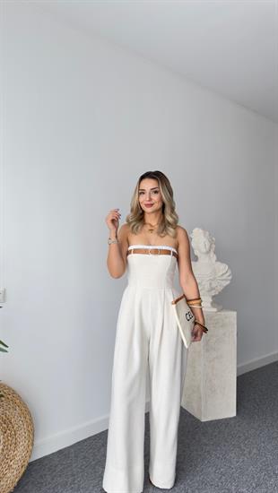 Gran Kemer Detaylı Bej Straplez Tulum