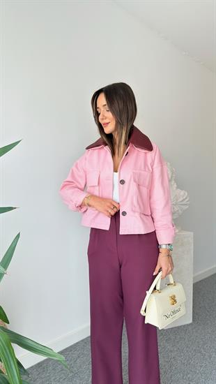Çıkartılabilir Deri Yakalı Marka Model Ceket 