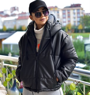 Zara Model Şişme Deri Mont