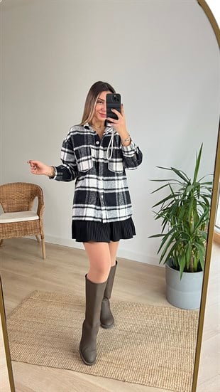 Zara Model Taş Detaylı Ekose Ceket