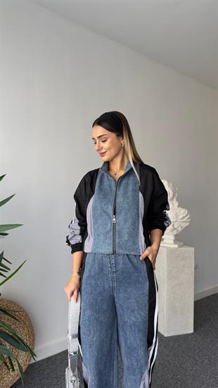 Tavin Siyah Paraşüt Detaylı Tasarım Jean Takım