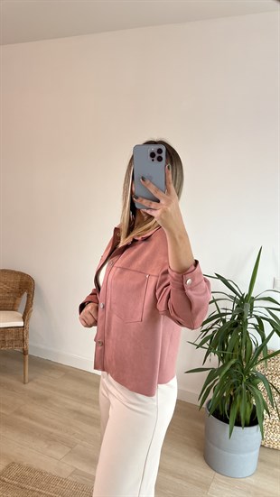 Gül Kurusu Cepli Nubuk Ceket