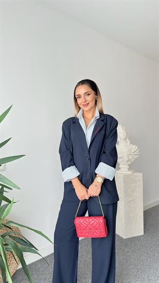 Edu Sırt Yazılı Gömlek Detaylı Tasarım Blazer 