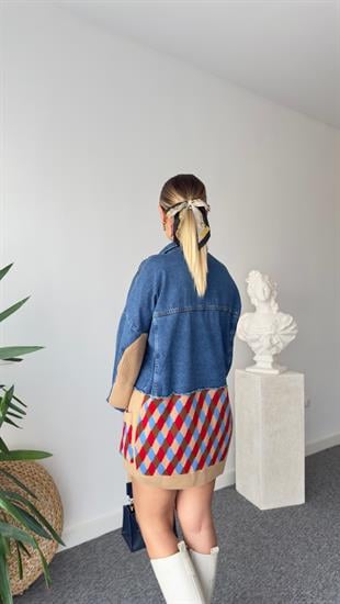 Norber Alt Kahve Trikolu Denim Hırka