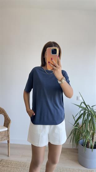 Lacivert Oys Lazer Kesim Tshirt