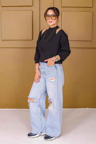 Siyah İçi Atletli V Yaka Triko Takım