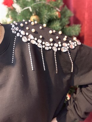 Omzu Taşlı Sweatshirt 