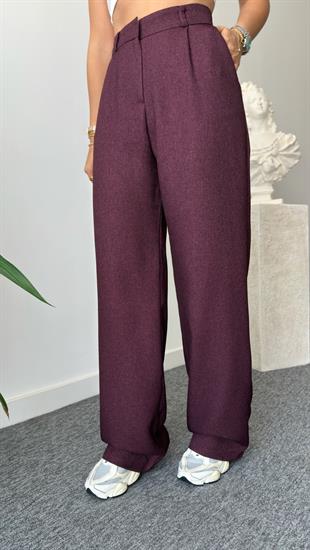Yün Efekt Bordo Palazzo Pantolon