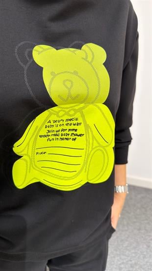 Yeşil Ayıcık Baskı Sweatshirt