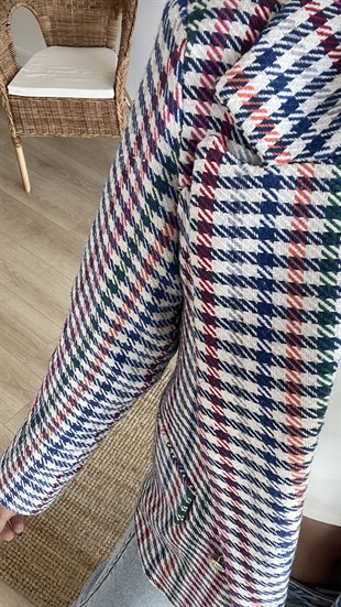 Çok Renkli Ekose Blazer Ceket
