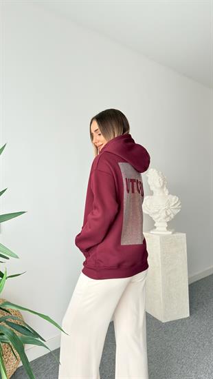 Bordo Utopıa Yazılı Taş DetayIı Sweat