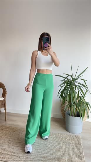 Zra Yeşil Crep Bol Pantolon