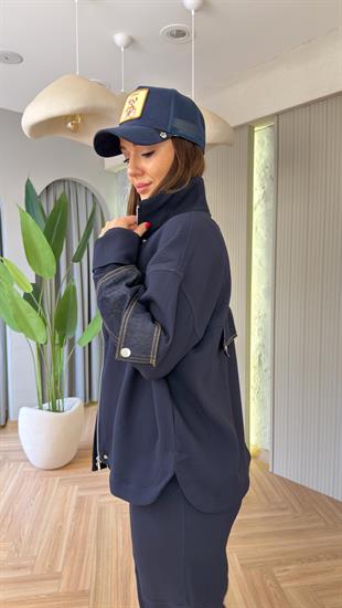 Lacivert Batie Kot Garnili Tasarım Takım