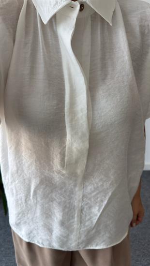 Beyaz Brome Sırt Düğmeli Gömlek