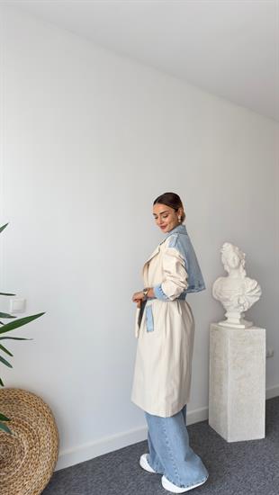 Fidel Kot Detaylı Bej Trençkot