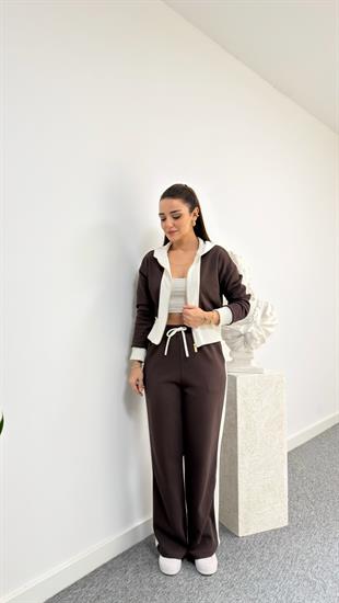 Kahve Stiva Kapüşonlu Sweat Takım