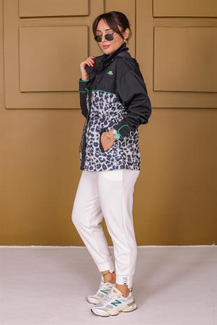 Tws Model Leopar Desenli Kapüşonlu Ceket 