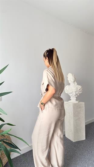 Bej Resa Gold Fermuarlı Tensel Takım