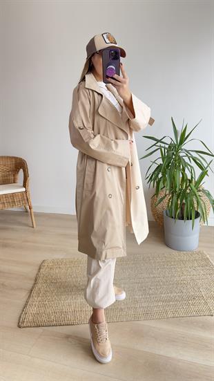 Çift Renk Tasarım Trençkot