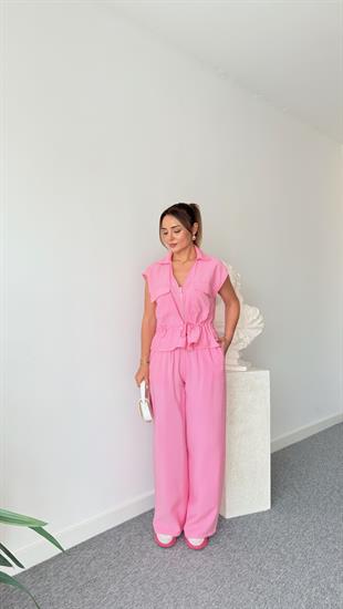 Pembe Porle Bel Büzgülü Tensel Takım