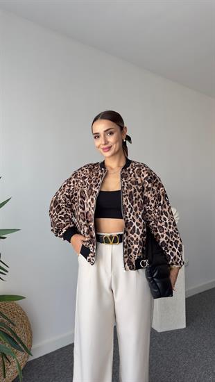 Ginny Astarlı Leopar Desen Bomber Ceket