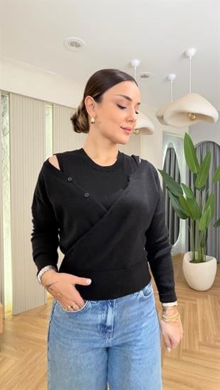 Siyah Çift Katlı Zra Model Triko