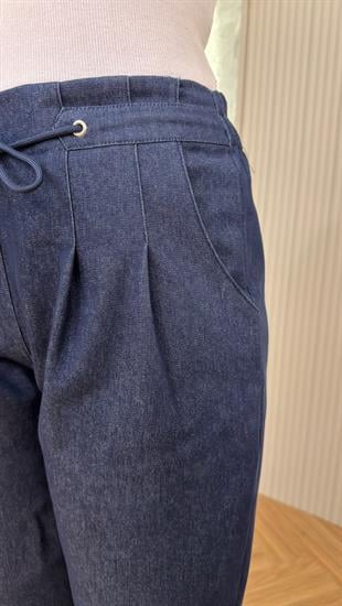 Lacivert Traun Bel Lastikli Tensel Pantolon